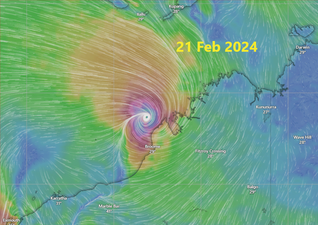 Tropical Cyclone Lincoln on 21 Feb by ECMWF Model