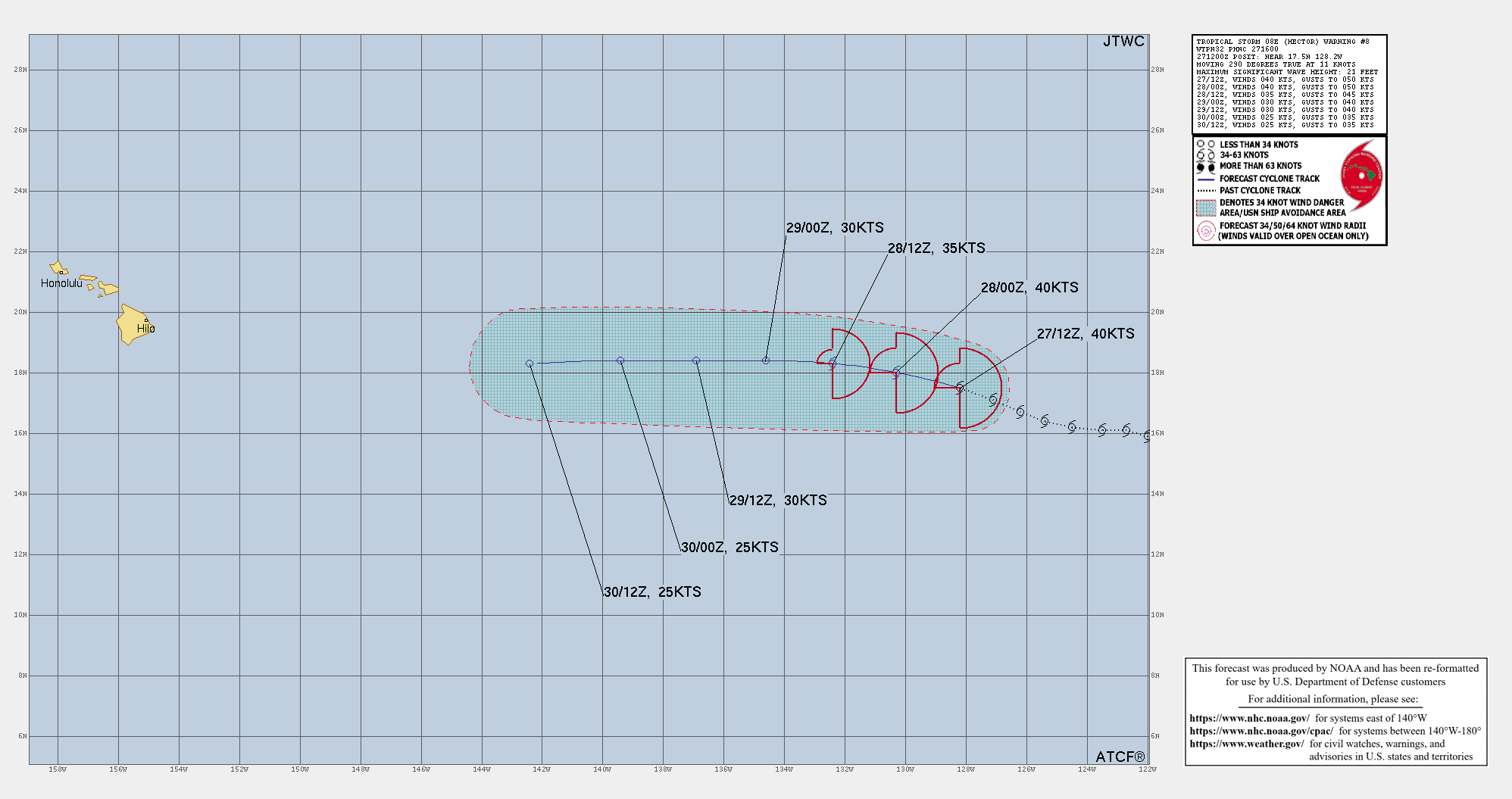 Tropical Storm Hector Track by JTWC