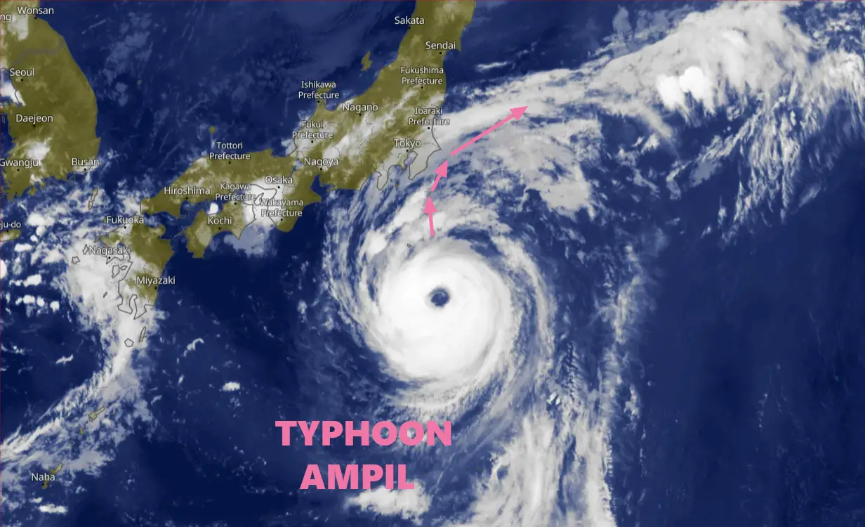 Typhoon Ampil Forecast : Intense Winds and Rapid Intensification as it Nears Japan