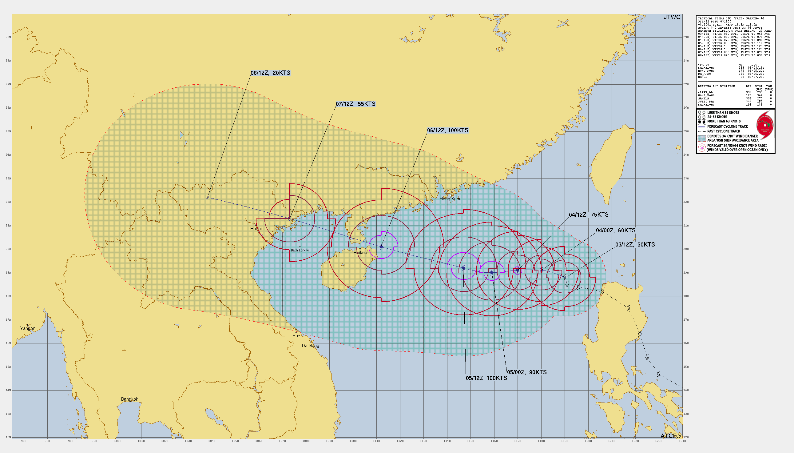 Potential Typhoon Yagi Track by JTWC