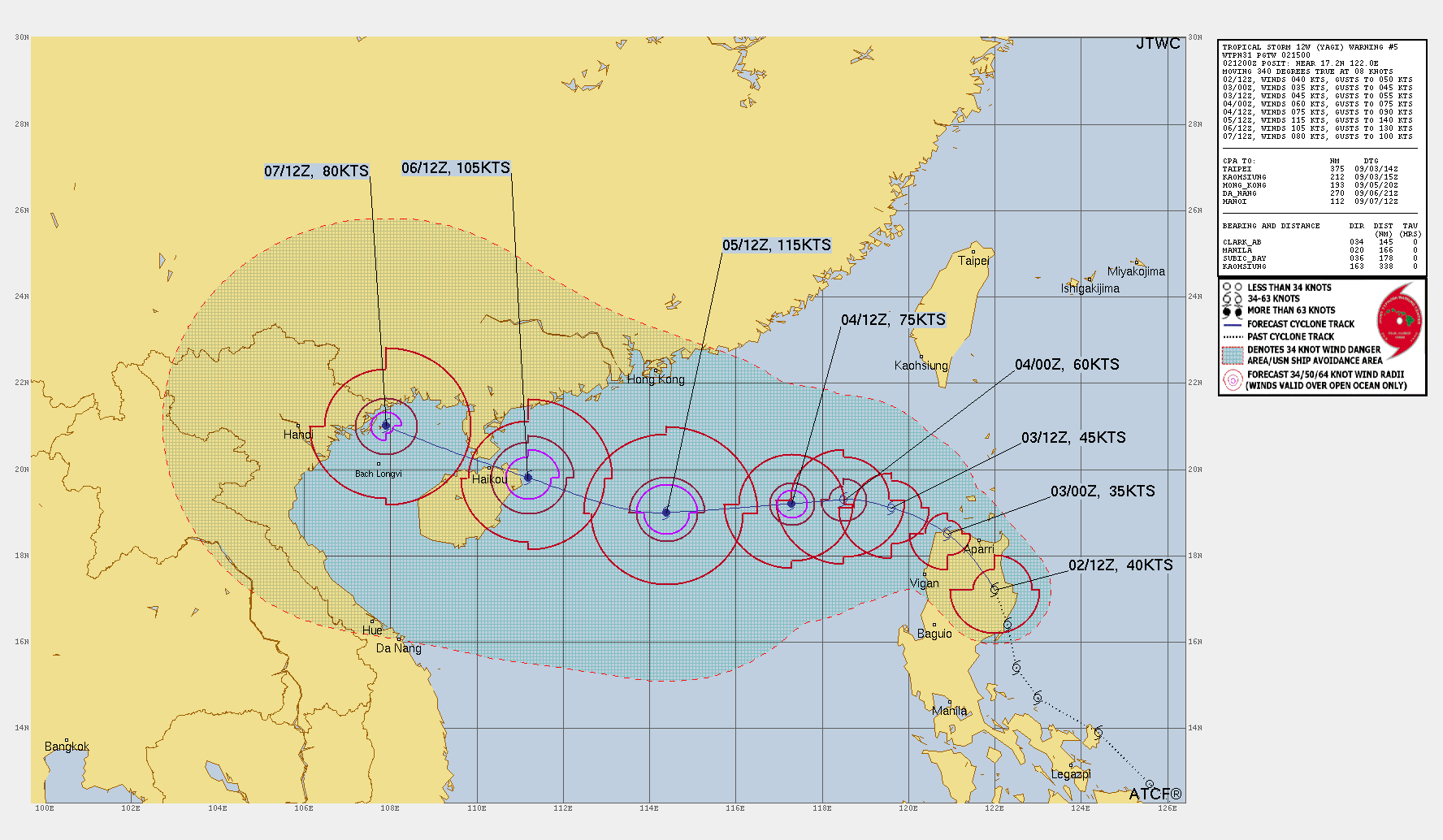 Tropical Storm Yagi Track: JTWC