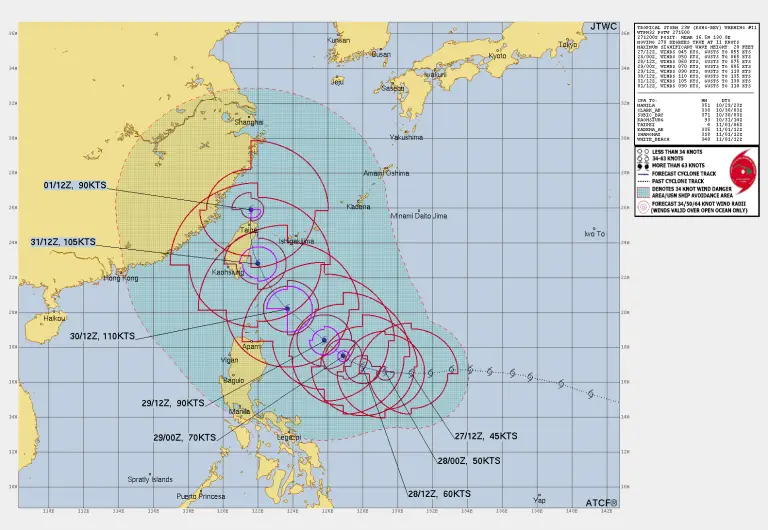 Read more about the article Potential Typhoon Kong-Rey (23W) to bring disaster to Taiwan