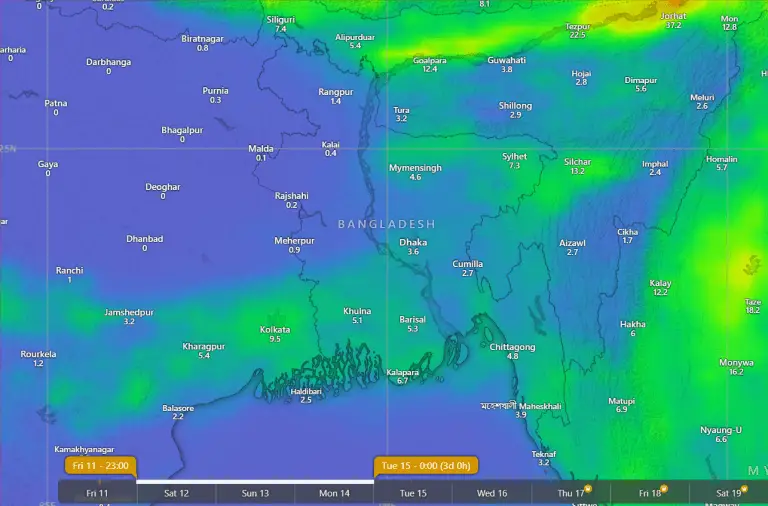 Read more about the article আগামী ৩ দিনের আবহাওয়ার পূর্বাভাস ।  ১২ – ১৪ অক্টোবর ২০২৪ 